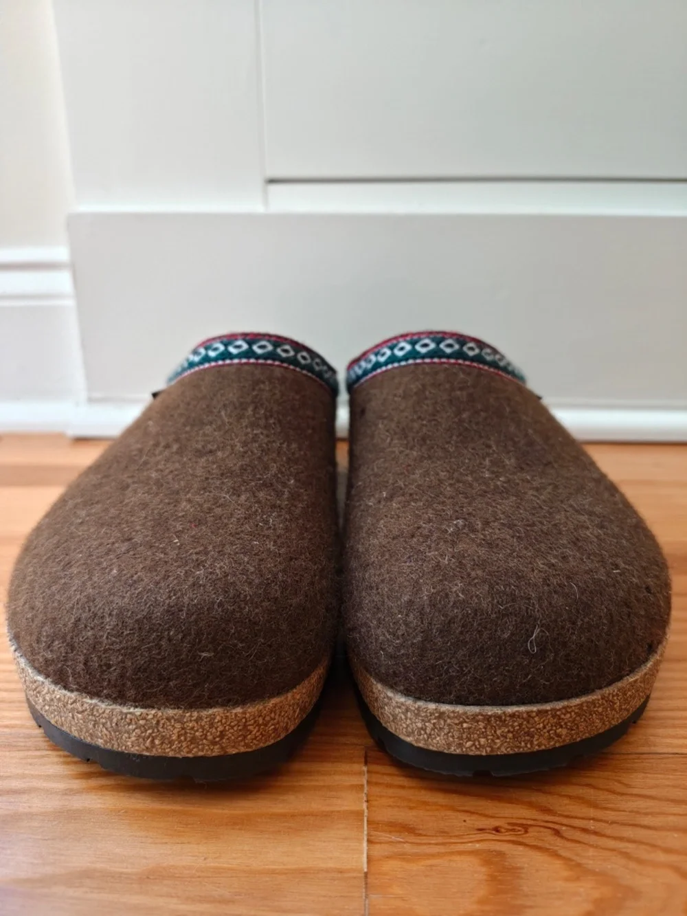 Haflinger Grizzly Clog Slippers Mens 43 US 10 Brown Chocolate Wool Felt Mules